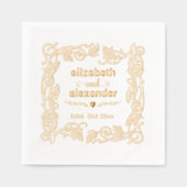 Bloemen Lijst bruid bruidegom namen bruiloft paar Folie Servetten (Voorkant)