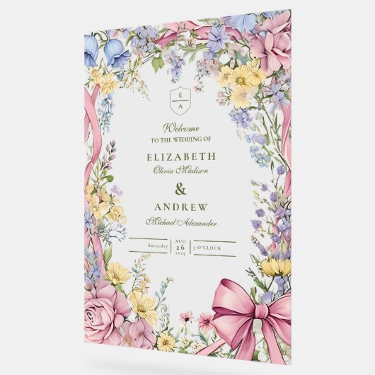  Bloemen lijst bruiloft Acryl Bord (Hoek)