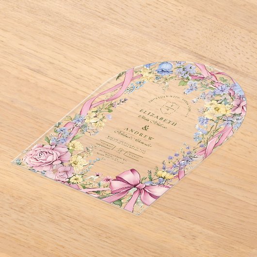 Bloemen lijst bruiloft Acryl Uitnodigingen (Laagn)