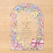 Bloemen lijst bruiloft Acryl Uitnodigingen (Voorkant)