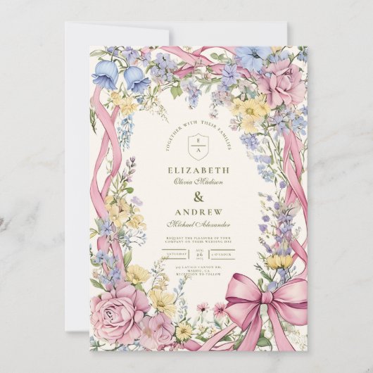 Bloemen lijst bruiloft Kaart (Voorkant)