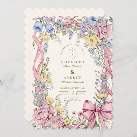 Bloemen lijst bruiloft Kaart (Voorkant / Achterkant)