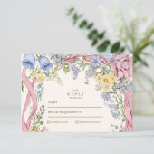 Bloemen lijst bruiloft RSVP Kaartje (Staand voorkant)