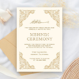 Bloemen Lijst Cream en Goud Islamitisch Moslim Meh Informatiekaartje