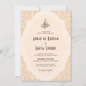 Bloemen Lijst  Cream Islamitische bruiloft Monogra Kaart (Voorkant)