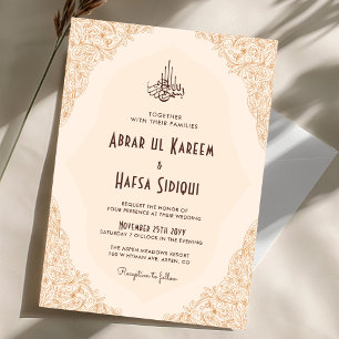 Bloemen Lijst Cream Islamitische bruiloft Monogra Kaart
