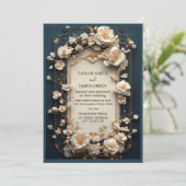 Bloemen lijst crème tint en gouden accenten kaart (Staand voorkant)