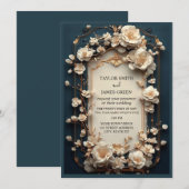 Bloemen lijst crème tint en gouden accenten kaart (Voorkant / Achterkant)