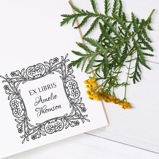  Bloemen Lijst Custom Ex Libris Bibliotheek Boek Rubberstempel