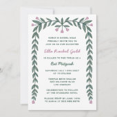 Bloemen Lijst Custom QR Code Bat Mitzvah Meisje Kaart (Voorkant)