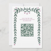 Bloemen Lijst Custom QR Code Bat Mitzvah Meisje Kaart (Achterkant)
