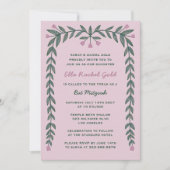 Bloemen Lijst Custom QR Code Bat Mitzvah Meisje Kaart (Voorkant)