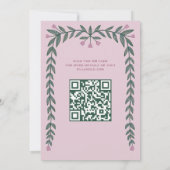 Bloemen Lijst Custom QR Code Bat Mitzvah Meisje Kaart (Achterkant)