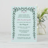 Bloemen Lijst Custom QR Code Bat Mitzvah Meisje Kaart (Staand voorkant)