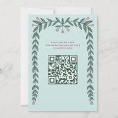 Bloemen Lijst Custom QR Code Bat Mitzvah Meisje Kaart (Achterkant)
