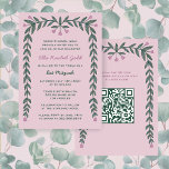 Bloemen Lijst Custom QR Code Bat Mitzvah Meisje Kaart<br><div class="desc">Perfecte kaart om een bat mitswa, bar mitswa of andere Joodse viering aan te kondigen! Hand getekende kunst voor u aan de voor- en achterkant! VOLLEDIG ! Klik hierboven op "Personaliseer" om de tekst te bewerken en uw link toe te voegen aan de QR-code. Klik op "bewerken met het ontwerpgereedschap"...</div>