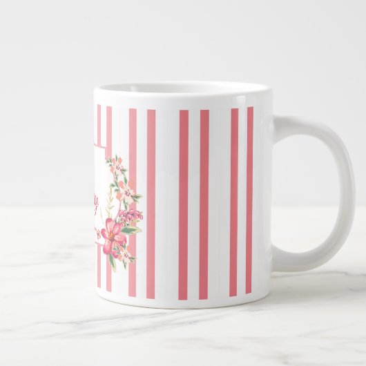 Bloemen Lijst en strepen Grote Koffiekop (Rechts)