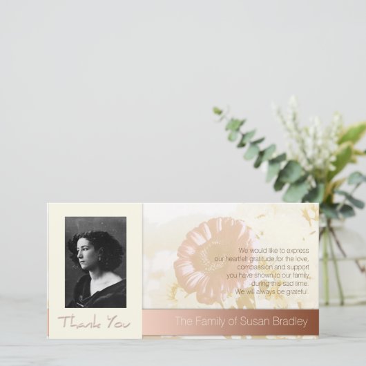 Bloemen Lijst foto sympathie dank u P Bedankkaart (Staand voorkant)