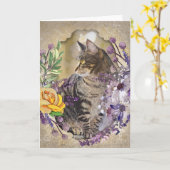  Bloemen Lijst  Geïnspireerd Kattenportret Kaart (Gele Bloem)