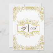 Bloemen Lijst Goud Wit  Moslim Bruiloft Kaart (Achterkant)