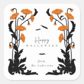 Bloemen Lijst Halloween Party Vierkante Sticker (Voorkant)