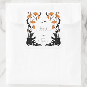 Bloemen Lijst Halloween Party Vierkante Sticker