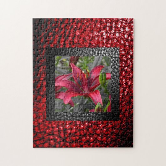 Bloemen Lijst in Faux Leather Boarder Legpuzzel (Verticaal)