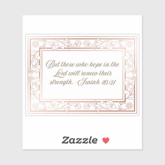 Bloemen Lijst met Bijbelvers Jesaja 40:31 Sticker (Vel)