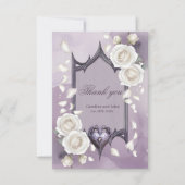 Bloemen lijst met een hart en witte rozen bedankkaart (Voorkant)