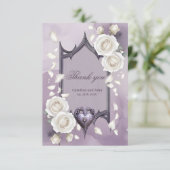 Bloemen lijst met een hart en witte rozen bedankkaart (Staand voorkant)