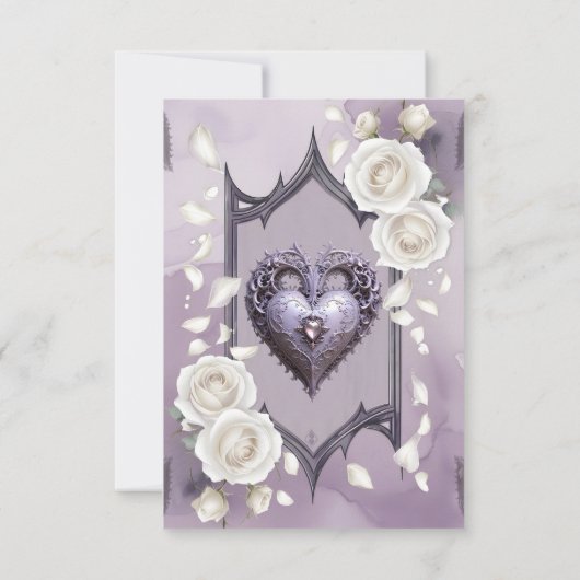 Bloemen lijst met een hart en witte rozen bedankkaart (Achterkant)