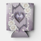 Bloemen lijst met een hart en witte rozen blikjeskoeler (Voorkant)