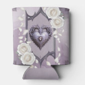 Bloemen lijst met een hart en witte rozen blikjeskoeler (Achterkant)