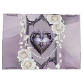 Bloemen lijst met een hart en witte rozen groot cadeauzakje (Achterkant)