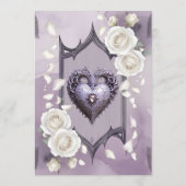 Bloemen lijst met een hart en witte rozen menu (Achterkant)