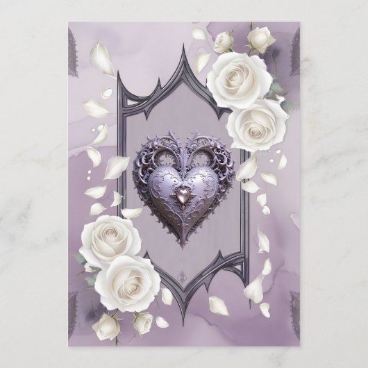 Bloemen lijst met een hart en witte rozen menu (Achterkant)