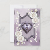 Bloemen lijst met een hart en witte rozen RSVP kaartje (Achterkant)