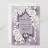 Bloemen lijst met een hart en witte rozen save the date (Voorkant)