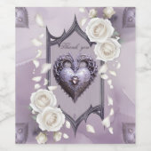 Bloemen lijst met een hart en witte rozen wijn etiket (Enkel label)