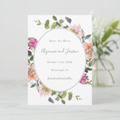  Bloemen Lijst met groen bruiloft Save The Date (Staand voorkant)