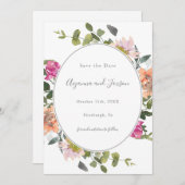  Bloemen Lijst met groen bruiloft Save The Date (Voorkant / Achterkant)