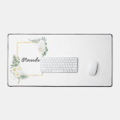Bloemen lijst met jouw naam bureaumat (Keyboard & Muis)
