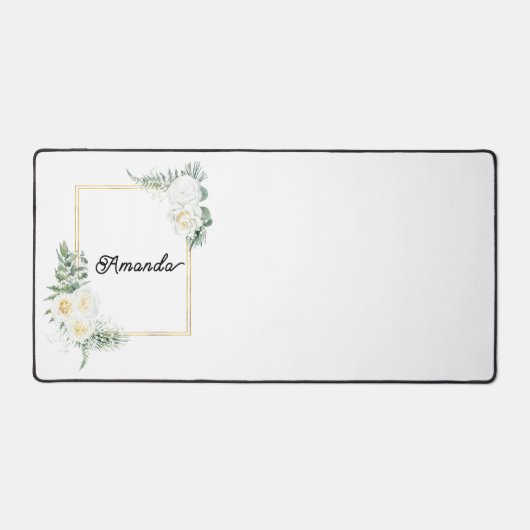 Bloemen lijst met jouw naam bureaumat (Voorkant)