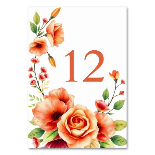 Bloemen lijst met warme sinaasappels bloemen bruil kaart (Achterkant)