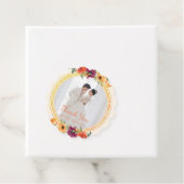 Bloemen lijst paar foto beige bruiloft dank u bedankjes labels (In situ)