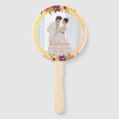 Bloemen lijst paar foto beige bruiloft programma handwaaier (Voorkant)