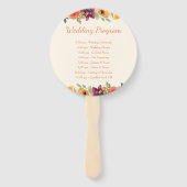 Bloemen lijst paar foto beige bruiloft programma handwaaier (Achterkant)