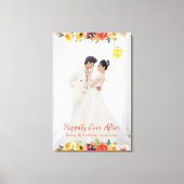 Bloemen lijst paar foto Chinees bruiloft oosters Canvas Afdruk (Voorkant)