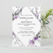 Bloemen Lijst Paarse Lavendel Wedding Kaart (Staand voorkant)