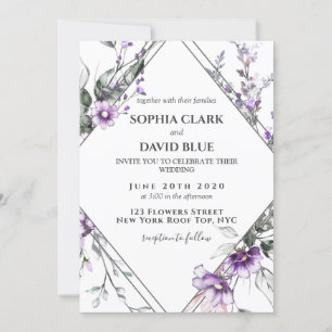 Bloemen Lijst Paarse Lavendel Wedding Kaart